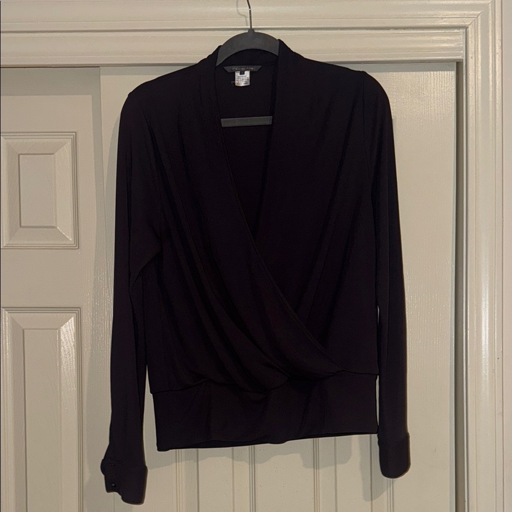 Puppia Black Wrap Long Sleeve Blouse